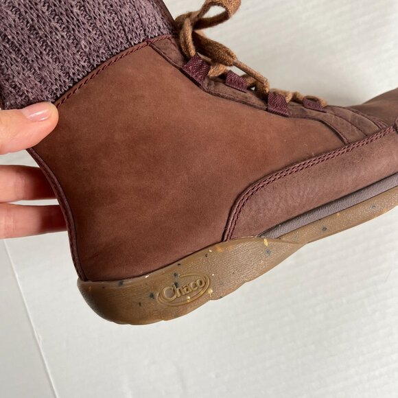 Chaco Sz 7 Barbary Women Mahogany Waterproof Leather Ankle Boots Shoes - Picture 2 of 7